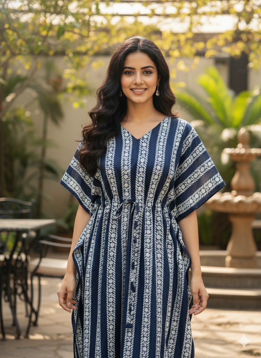 Striped feeding kaftans-navyblue