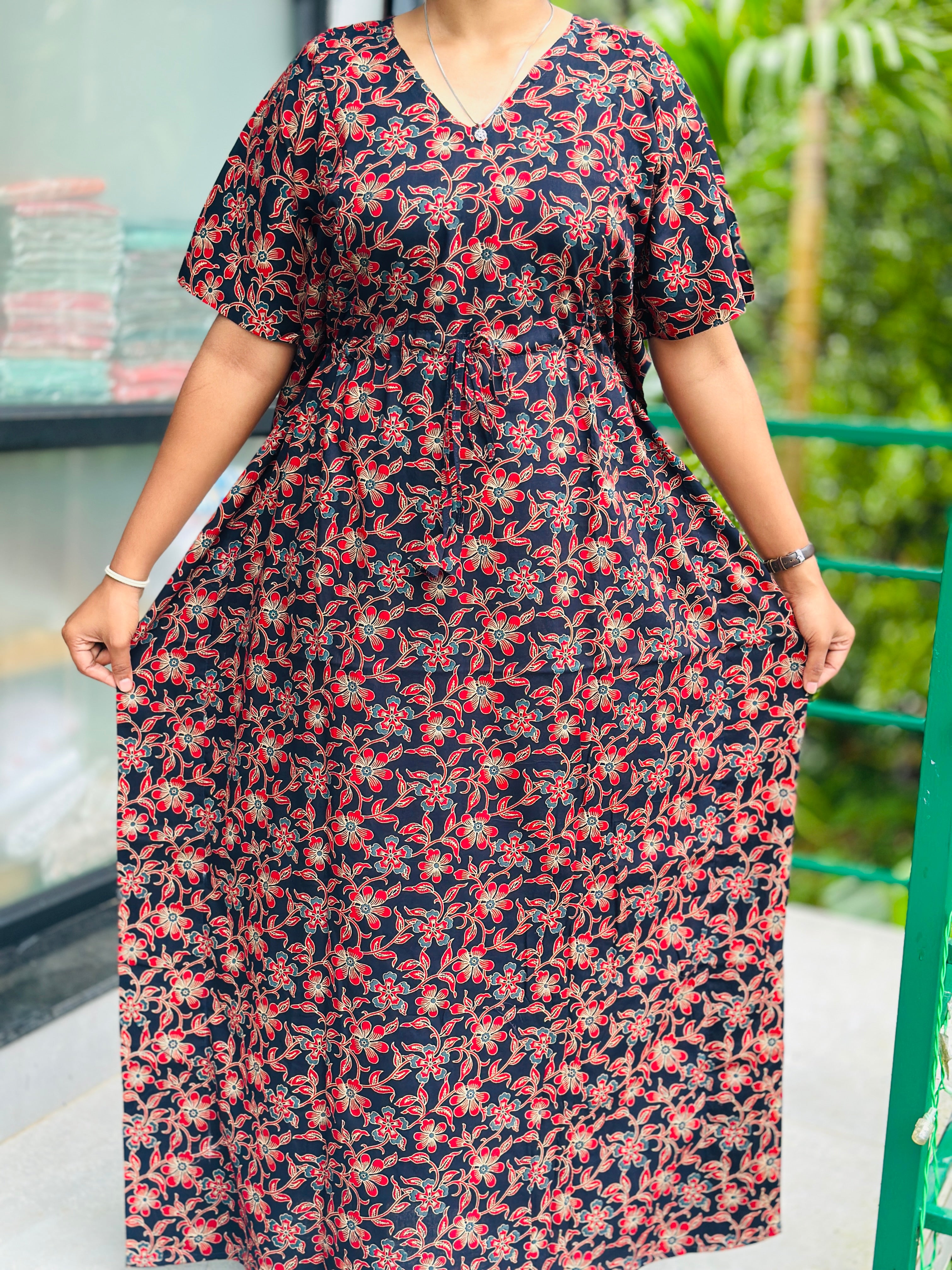 NV12 Floral Ajrak feeding kaftan