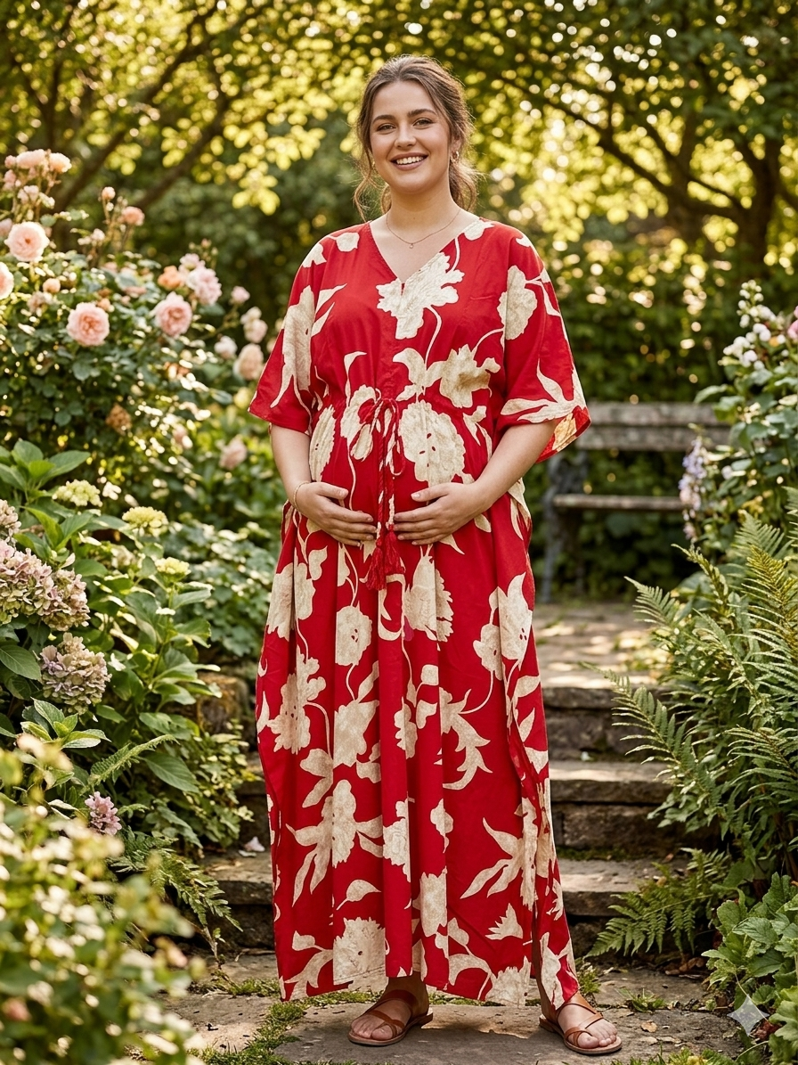 Premium floral plus size kaftan in pure soft cambric cotton fabric with centre zip &length 57” (free size L-5xl)