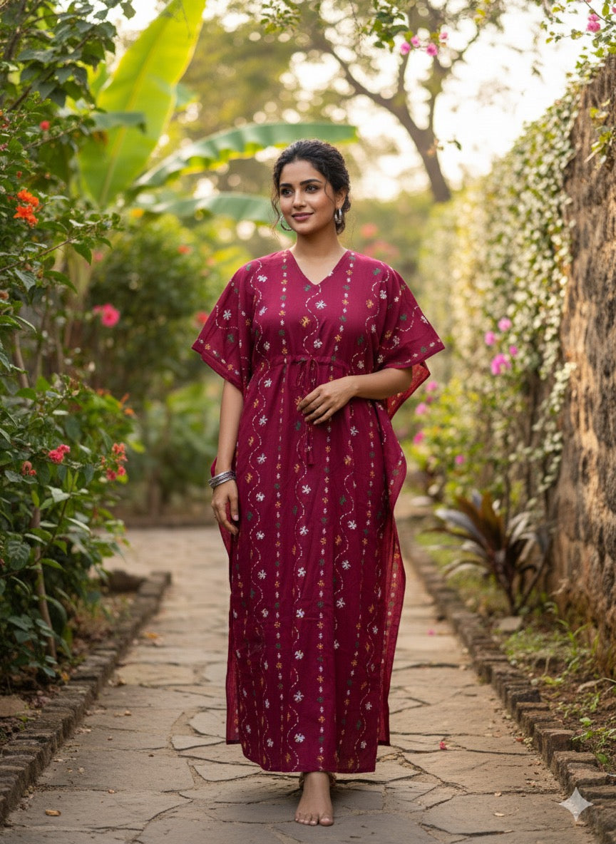 Floral feeding kaftans-magenta