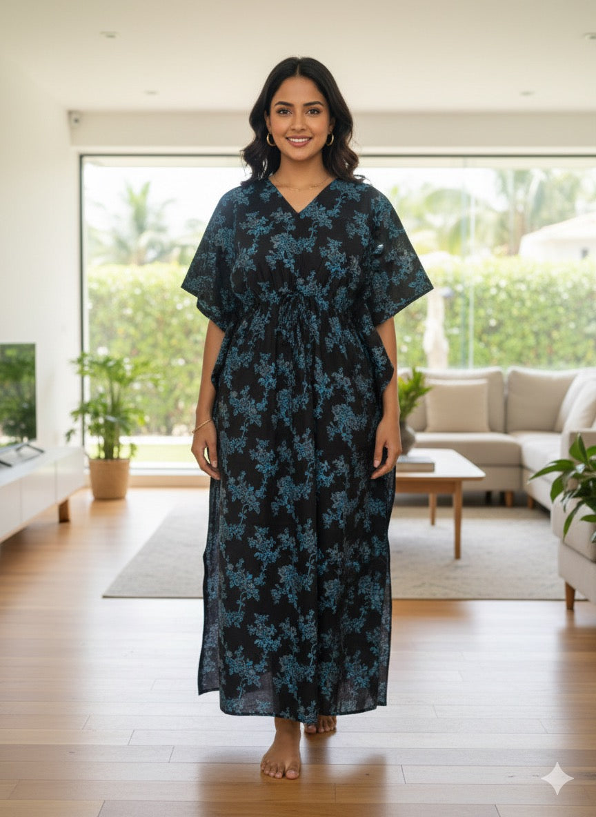 Floral feeding kaftans-black