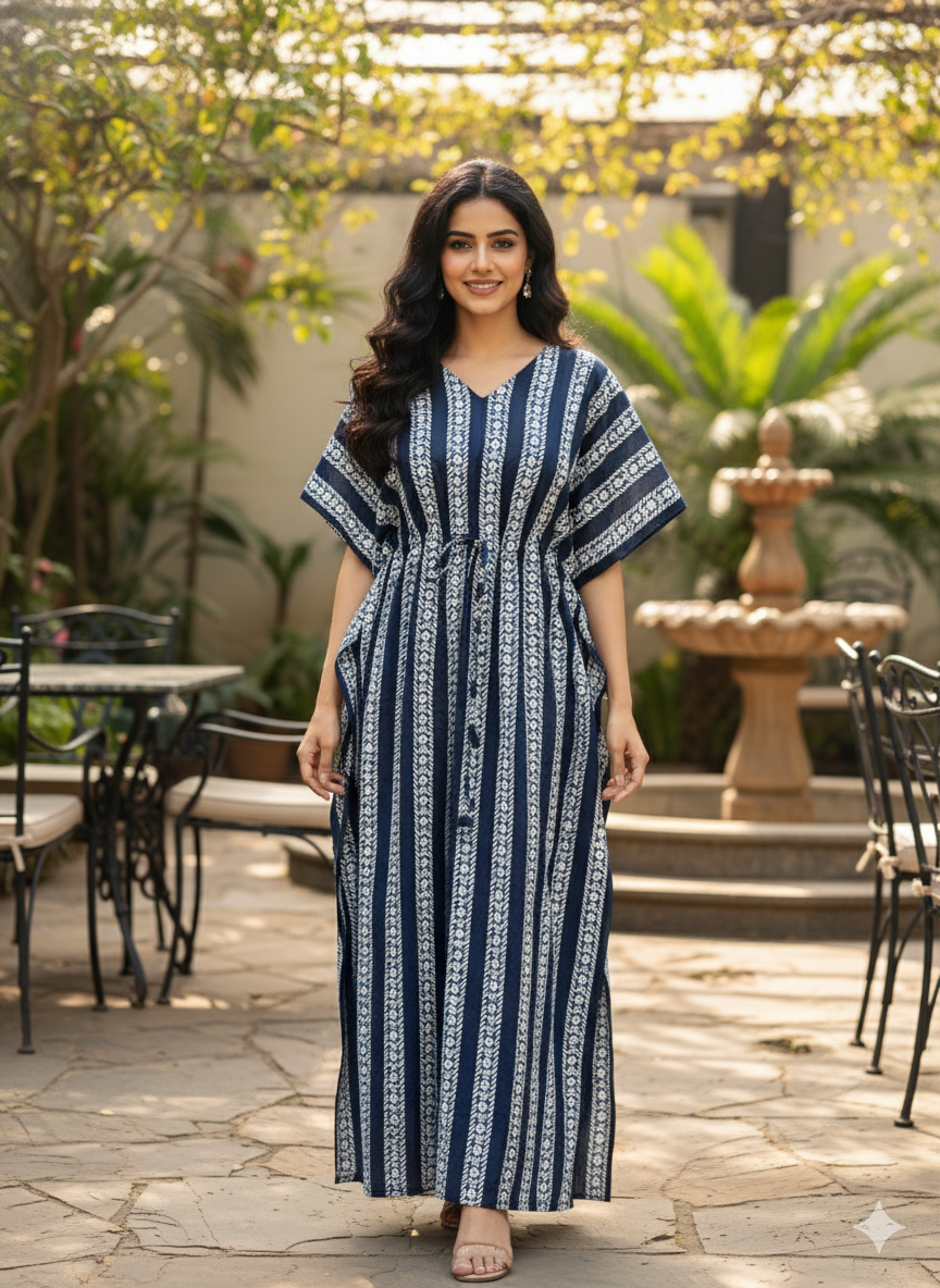 Striped feeding kaftans-navyblue