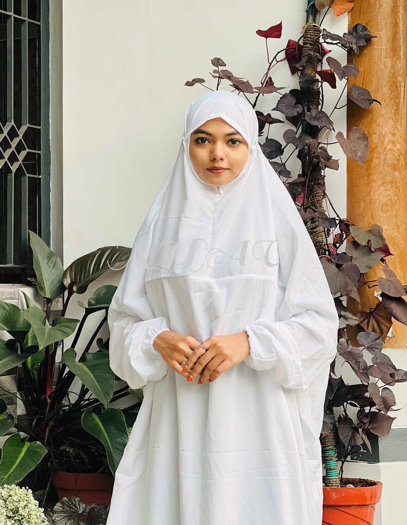 White cotton  prayer dress